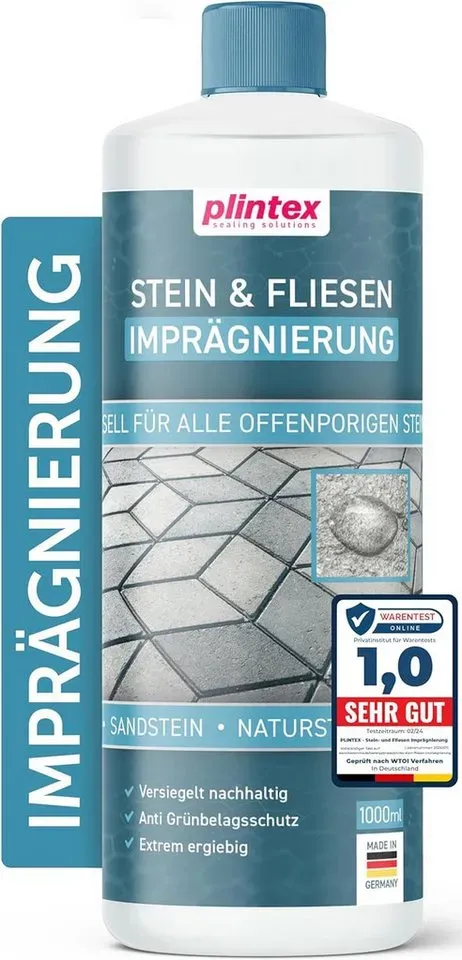 Preisvergleich Produktbild Plintex Steinimprägnierung Außen & Innen I universell anwendbare Naturstein-Imprägnierung, Naturstein, Steinplatten, Pflasterstein I Steinversiegelung