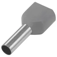 TRU Components 1091315 Zwillings-Aderendhülse 4mm2 Teilisoliert Grau 100St.