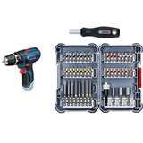 Bosch Professional 12V System Akku Schlagbohrschrauber GSB 12V-15 (ohne Akkus und Ladegerät, im Karton) + Bosch Bit-Set (44 + 1 Stück)