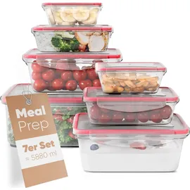 classbach Classbach® Frischhaltedosen mit Deckel | 7er Set | 100% dicht | Meal Prep Boxen | für Mikrowelle Spülmaschine Gefrierfach geeignet | Lunchbox | Dosen Meal Prep stapelbar | Gefrierdosen | C-FHD 4008 K