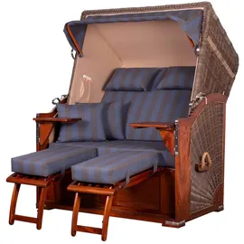 Mr. Deko bene living Strandkorb Komplettset Schaalsee Mahagoni PE grau Modell 582