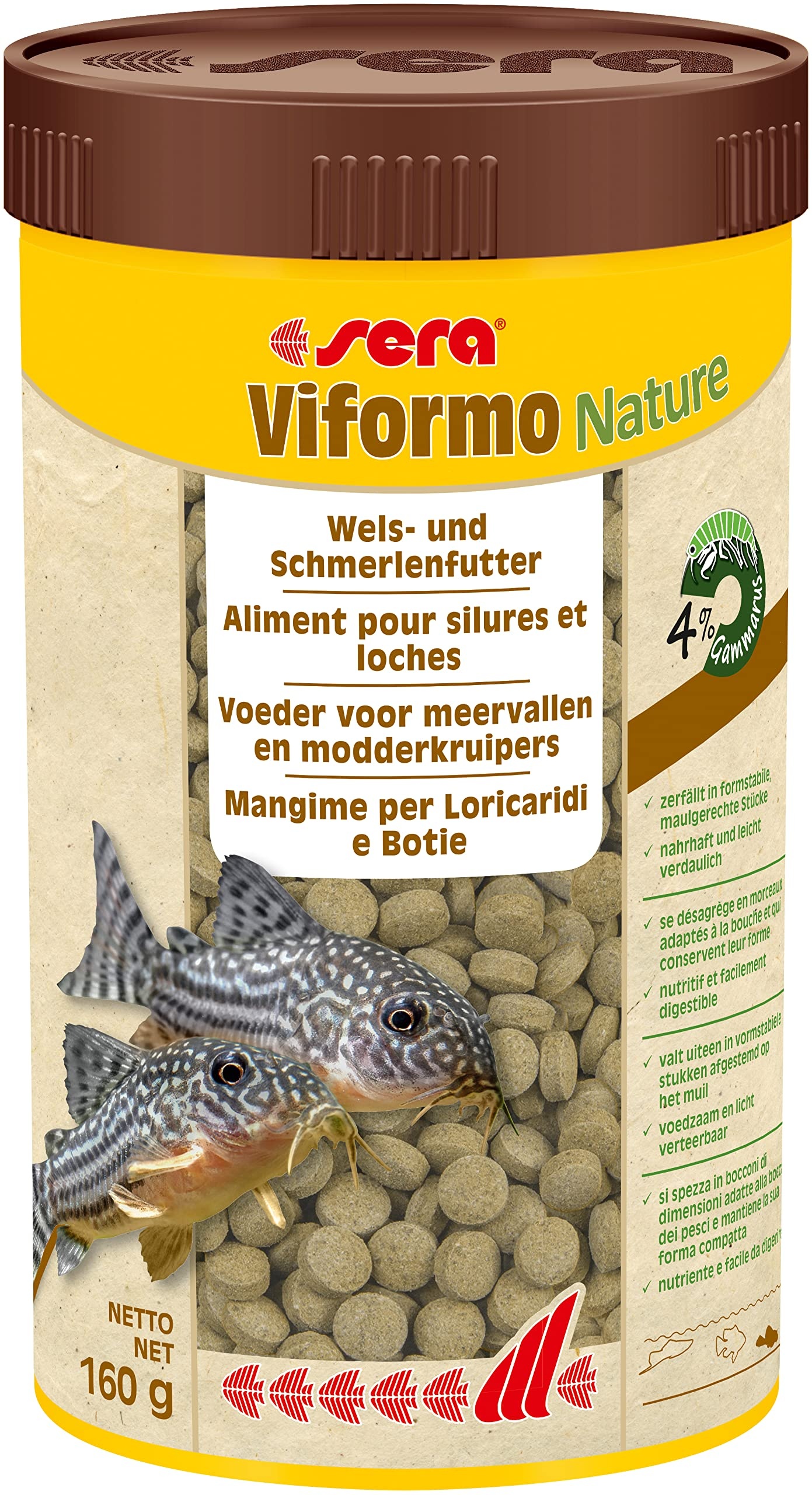 sera Viformo Nature 250 ml | Nahrhaftes Tablettenfutter für Welse | OHNE Farb- und Konservierungsstoffe | Artgerechte Ernährung für Bodenfische | Mit Gammarus & vitaminreichen Seealgen