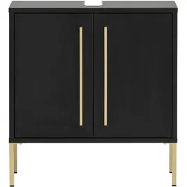 Schildmeyer Waschbeckenunterschrank 61,2 x 57,1 x 30,1 cm Schwarz/Gold