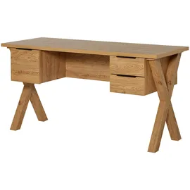 Jahnke Schreibtisch "X-CLUB D 15", montana eiche, montana eiche, montana eiche, Tische, B/H/T: 146cm x 76,2cm x 59cm,montana eiche, Schreibtisch, große Arbeitsfläche, stabiles X-Gestell, Stauraum, Breite ca. 146 cm, B:146cm H:76,2cm T:59cm