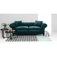 JVmoebel Chesterfield-Sofa Samt-Couch im Chesterfield-Design für stilvolles Wohnen, Made in Europa blau