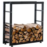 TPFLiving Kaminholzständer Kerry-II Metall 25 x 100 x 100 cm Schwarz