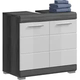 xonox.home Waschbeckenunterschrank Scout 60 x 56 x 34 cm Grau/Weiß Hochglanz