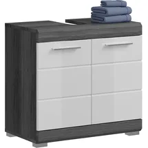 xonox.home Waschbeckenunterschrank Scout 60 x 56 x 34 cm Grau/Weiß Hochglanz