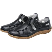 Generisch Freizeitschuhe Damen Leder, Schlupfschuhe Damen Flach, Halbschuhe Aushöhlen Walkingschuhe Weichen Sohle Fitnessschuhe Atmungsaktiv Trekkingschuhe rutschfest Barfußschuhe Bequeme Turnschuhe - 42 EU