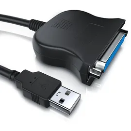 CSL USB auf Parallel Adapter LPT 25pol., Druckerkabel Adapterkabel, Plug and Play, schwarz