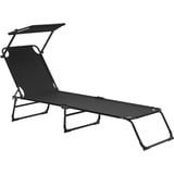 [casa.pro]® Sonnenliege 190cm mit Sonnendach Gartenliege Strandliege Sunlounger