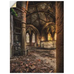 Artland Wandbild »Lost Place - verlassene Kirche II«, Gebäude, (1 St.), als Leinwandbild, Wandaufkleber in verschied. Größen Artland Farbe Bild(er): braun