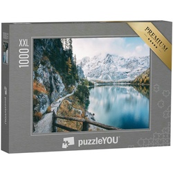puzzleYOU Puzzle Puzzle 1000 Teile XXL „Pragser Wildsee in den verschneiten Dolomiten“, 1000 Puzzleteile, puzzleYOU-Kollektionen Pragser Wildsee