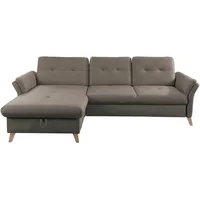 Sit & More Ecksofa, Dunkelgrau, Textil, Buche, massiv, 5-Sitzer, L-Form, 268x176 cm, Made in EU, Schlafen auf Sitzhöhe, Rücken echt, Wohnzimmer, Sofas & Couches, Wohnlandschaften, Ecksofas