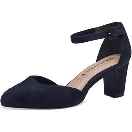 TAMARIS Damen Pumps mit Blockabsatz, blau, 42 EU