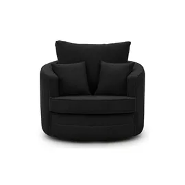 S-Style Drehsessel Ted Cord 107 x 94 x 0 cm Schwarz drehbar mit Kissen