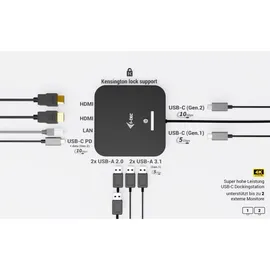 iTEC i-tec USB-C Dual HDMI Docking Station mit Power Delivery 100 W + Charger