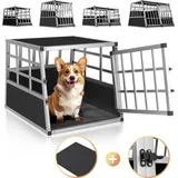 CADOCA Hundetransportbox Aluminium Hundebox Kofferraum robust verschließbar trapezförmig M 54x70x51cm Reisebox Autobox Tiertransportbox
