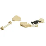 PawHut Kletterwand 5-teilig Katzentreppe mit 2 Kratzstämmen, 2 Plattformen,