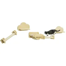 PawHut Kletterwand 5-teilig Katzentreppe mit 2 Kratzstämmen, 2 Plattformen,