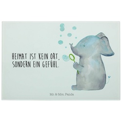 Mr. & Mrs. Panda Servierbrett Elefant Seifenblasen – Weiß – Geschenk, Schneidebrett, Heimat, lustig, Premium Glas, (1-St) weiß Ø 0 cm x 30 cm x 20 cm x 0.5 cm