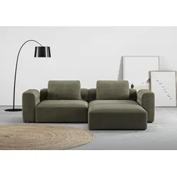 Ecksofa RAUM.ID "Cushid L-Form", grün (oliv), B:268cm H:62cm T:191cm, 100% Polyester, Sofas, Modulset, bestehend aus 3 Teilen