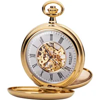 Taschenuhr REGENT "P701-19363040", gold (goldfarben), Taschenuhren, Damen, Herrenuhr, Handaufzug, skelettiertes Zifferblatt, Geschenkidee