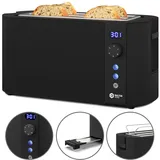 Balter Toaster 4 Scheiben, Langschlitz, Edelstahl, Brötchenaufsatz, LCD Display, Restzeitanzeige, Auftaufunktion, Schwarz