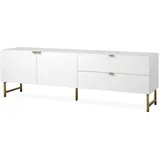furn.design Tv-Lowboard, Weiß, Gold 179 cm, 2-türig 3D Struktur Soft-Close Hawick