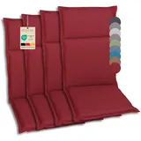 GO-DE Textil Bequeme und attraktive Polsterauflagen für Hochlehner-, Mittellehner- und Niederlehner-Gartenstühle (4er-Set, Uni Rot, Hochlehner)
