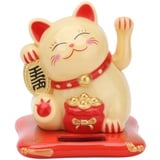 BuyWeek Winkekatze, Solarbetriebene Glückskatze Niedliche Winkende Katze Maneki Neko Katze Ornament für Zuhause, Büro, Auto(Gelb)