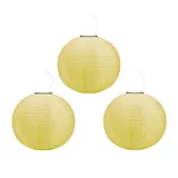 Lampions Außen Wetterfest, Solarlampions für Außen Hängend, 30cm Solar LED Laterne Wasserdicht Hängende Nylon Laterne Gartenlaterne Solarlaterne für Garten, Balkon,Hof,Fest Deko (3 Stück/Gelb)