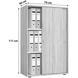 VCM my office Schiebetürenschrank XL Lona 913949 eiche 2 Fachböden 70,0 x 37,0 x 110,0 cm