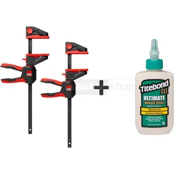 2x Drehgriff-Einhandzwingen EZ360-15 + Titebond Holzleim D4