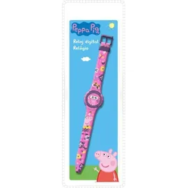 Kids Euroswan Peppa Wutz Digital 0 mm Gehäuse lila pink Silikonarmband rosa