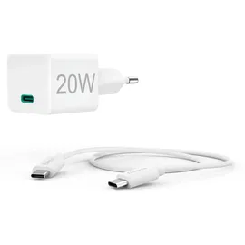Hama Schnellladegerät mit Ladekabel USB-C PD 20 W 1 m Weiß