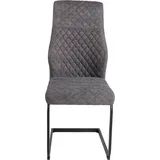 Duo Collection Freischwinger Esszimmerstuhl Kaila (4er Set) | Grauer Webstoff mit feiner Steppung | Moderne Optik