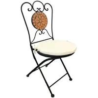 Mojawo Mosaik Klappstuhl Gartenstuhl Bistrostuhl Terrakotta mit Polster