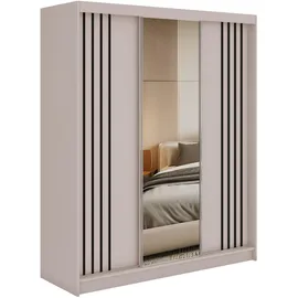 MKS Schiebetürenschrank DIANA 180 x 216 x 61 cm Kaschmir/Schwarz