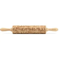 Folkroll "3D-Motiv-Teigrolle", braun, L:43cm, Buchenholz, Teigroller, Katzen,