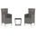 vidaXL Garten-Lounge-Set 3-tlg. grau 3059364