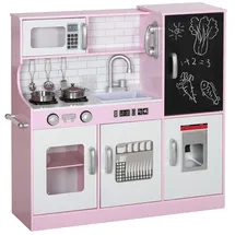 aiyaplay Kinderküche Spielküche mit Spielzeug Telefon, Kreidetafel, Mikrowelle