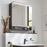Fackelmann LED-Spiegelschrank B.Paris 70 x 71,8 cm Schwarz Matt-Rigoletto Eiche