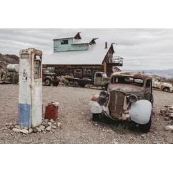 Fototapete PAPERMOON "Altes Auto", bunt, B:5,00m L:2,80m, Vlies, Tapeten