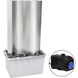 vidaXL Gartenbrunnen Silbern 60,2x37x122,1 cm Edelstahl