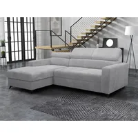 MIRJAN24 Ecksofa Milano Premium Cord, mit Bettkasten und Schlaffunktion, Einstellbare Kopfstützen, L-Form grau