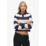 Superdry ATH ESS CROPPED STRIPE RUGBY Blau/Pink XL