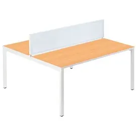Paperflow easyDesk Doppelschreibtisch buche rechteckig, 4-Fuß-Gestell weiß 160,0 x 166,0 cm