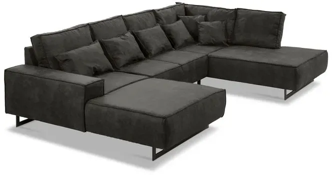 filippo Wohnlandschaft Antwerp Mikrofaser Grau Anthrazit 331 cm