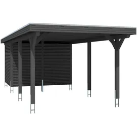 SKANHOLZ Spessart Einzelcarport mit Abstellraum 3,55 x 8,46 m anthrazit